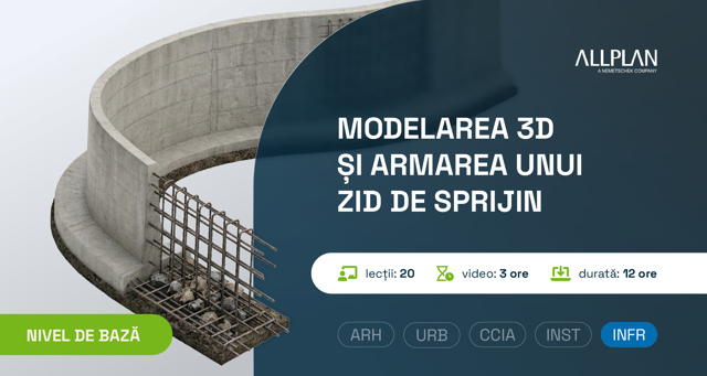 Poza produs ALLPLAN -  Modelarea 3D și armarea unui zid de sprijin