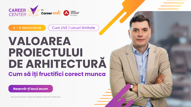 Poza produs Au început înscrierile pentru cursul „Valoarea proiectului de arhitectură – cum să îți fructifici corect munca”