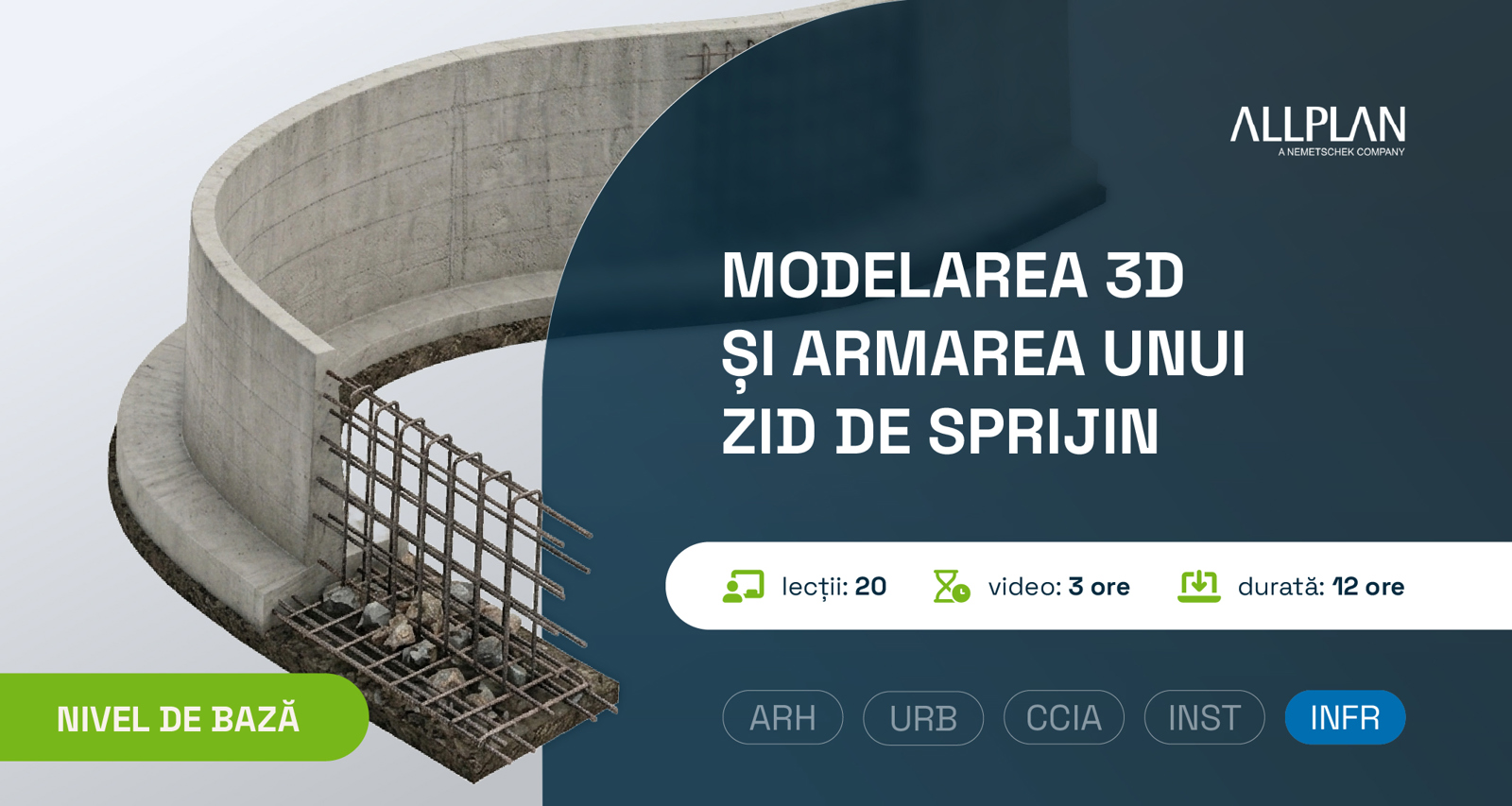 ALLPLAN -  Modelarea 3D și armarea unui zid de sprijin